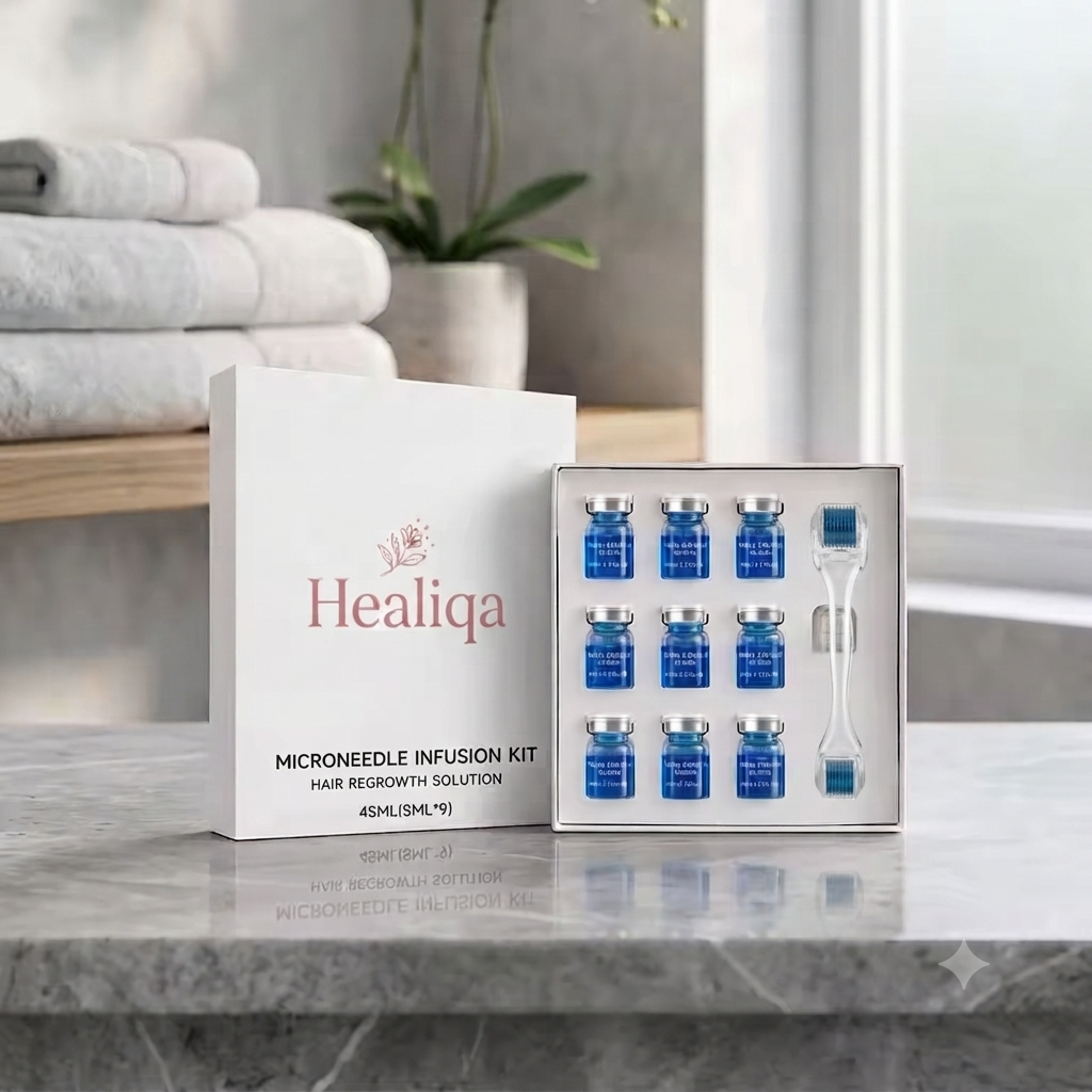 Healiqa™ The Most Powerful Copper Tripeptide Ginseng MicroNeedle Infusion Hair Serum Regrowth System